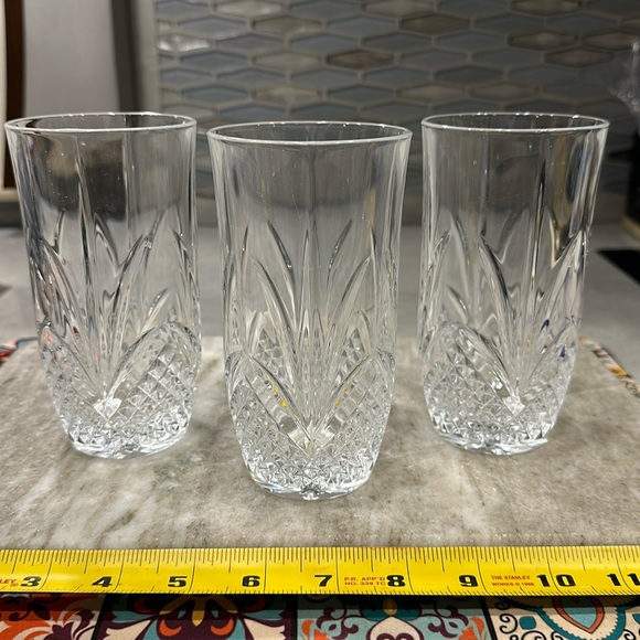 Salzburg Cristal de Flandre Highball Cut Crystal Glasses 5 1/2" - Set of 3 - Picture 1 of 6